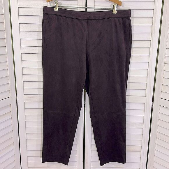 J. Jill Wearever Faux Suede Pants Size LP Rum Raisin NWPT - Picture 2 of 10